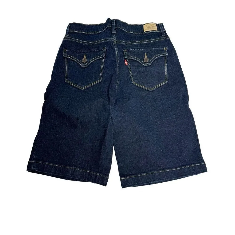Levi’s dark wash 512 perfectly slimming Bermuda jean shorts size 10 - Picture 2 of 13